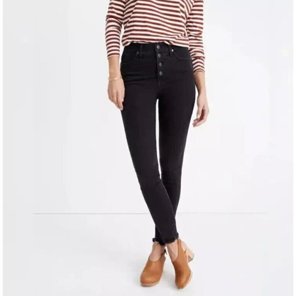 Madewell 10" High-Rise Skinny Jeans in Berkeley Black: Button-Through 27P